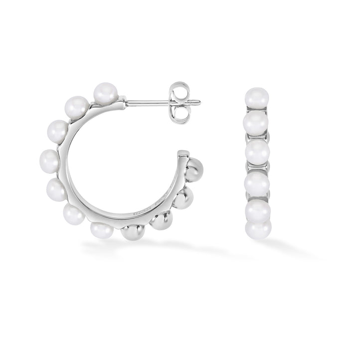Dower & Hall Large White Timeless Pearl Hoops