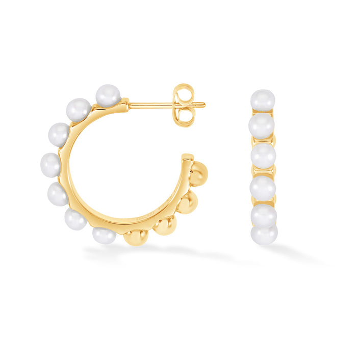 dower & hall Large White Timeless Pearl Hoops