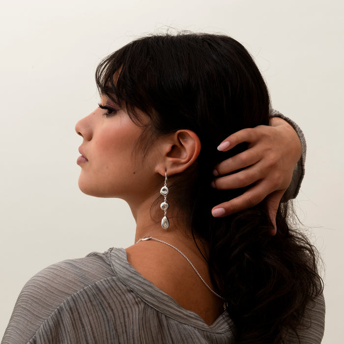 Dower & Hall Long Triple Pebble Drop Earrings