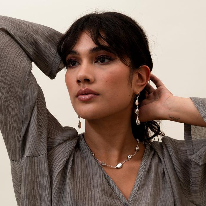 Dower & Hall Long Triple Pebble Drop Earrings