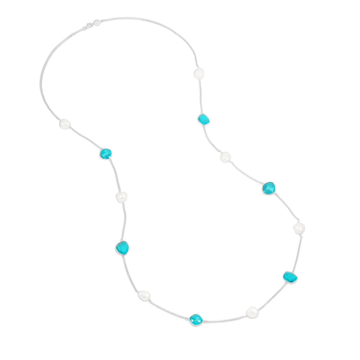 dower & hall Long Turquoise & Baroque Pearl Necklace