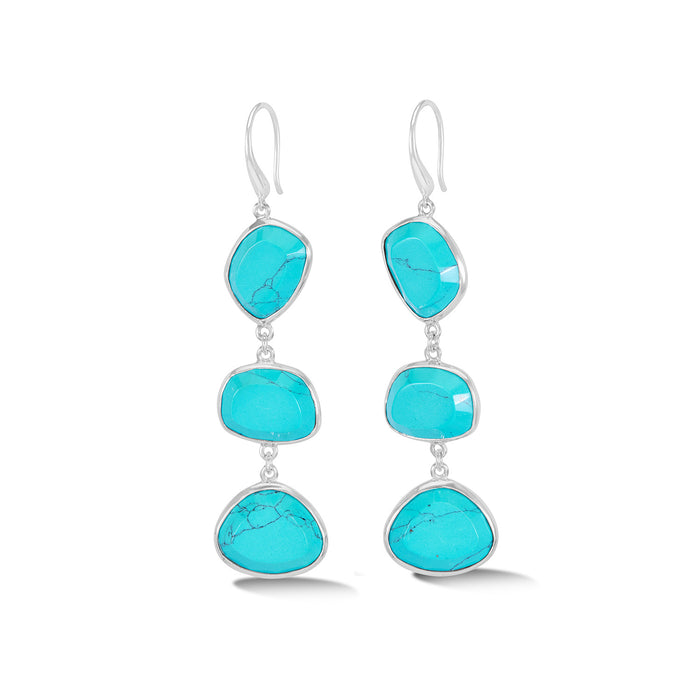 dower & hall Long Turquoise Pebble Drop Earrings