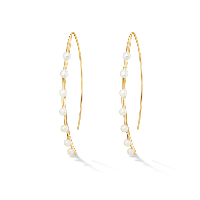 dower & hall Long Waterfall Pearl Drop Earrings