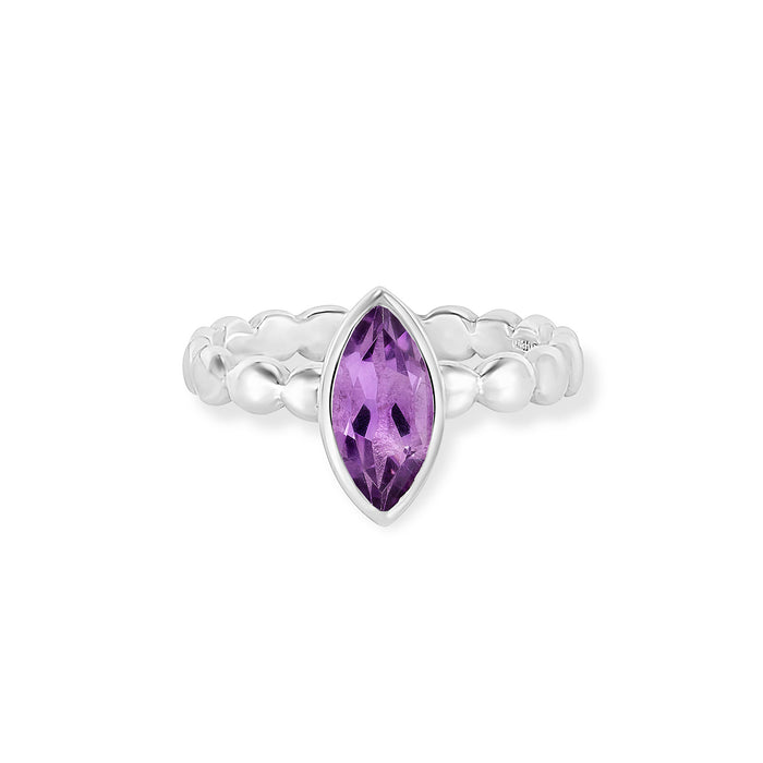 Dower & Hall Marquise Amethyst Dewdrop Twinkle Ring
