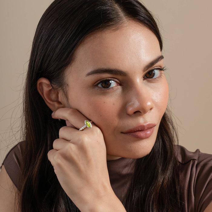 Dower & Hall Marquise Peridot Dewdrop Twinkle Ring