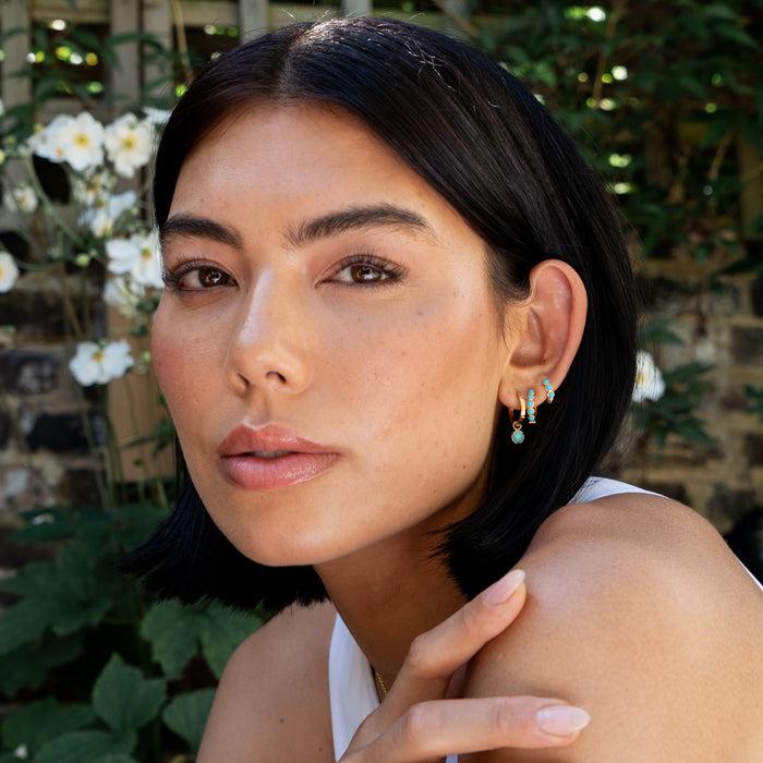 Dower & Hall Medium Azure Turquoise Huggie Hoops