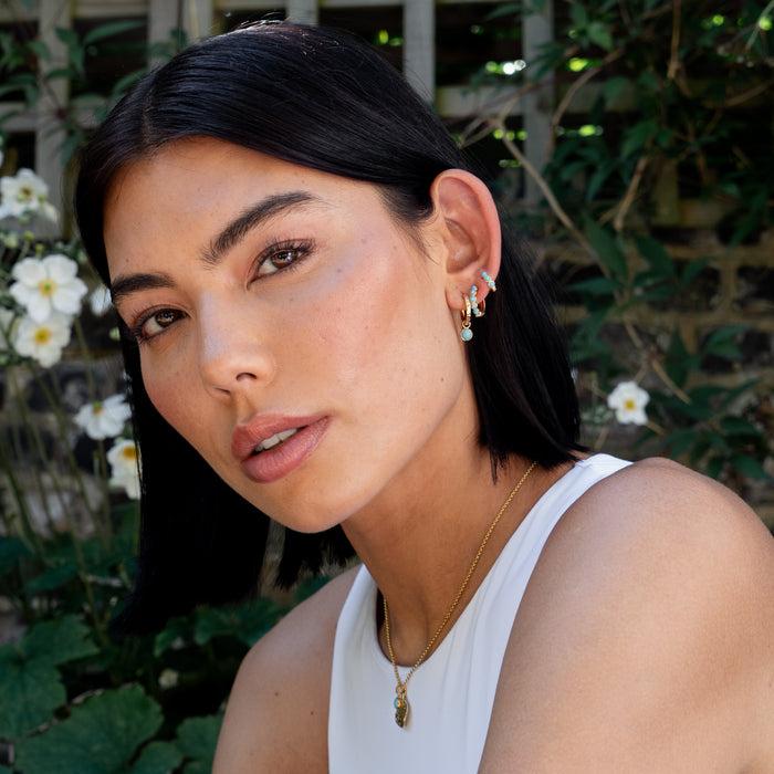 Dower & Hall Medium Azure Turquoise Huggie Hoops