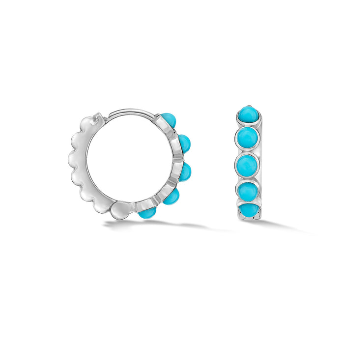 dower & hall Medium Azure Turquoise Huggie Hoops