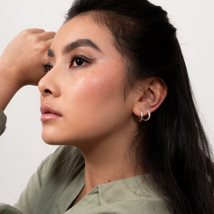 Dower & Hall Medium Hammered Nomad Huggie Hoops