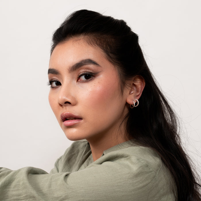 Dower & Hall Medium Hammered Nomad Huggie Hoops