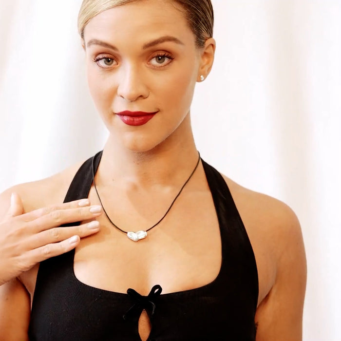 Dower & Hall Medium Puff Heart Cord Necklace