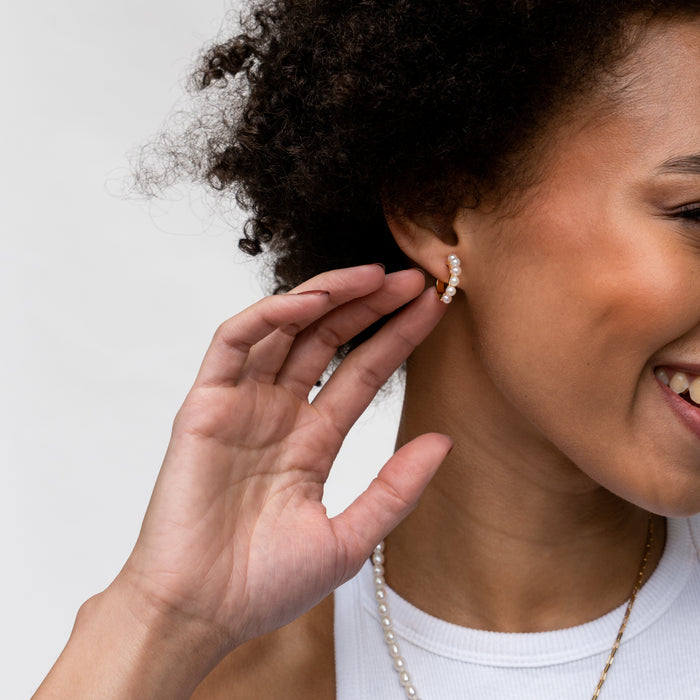 Dower & Hall Medium Timeless Pearl Huggie Hoops