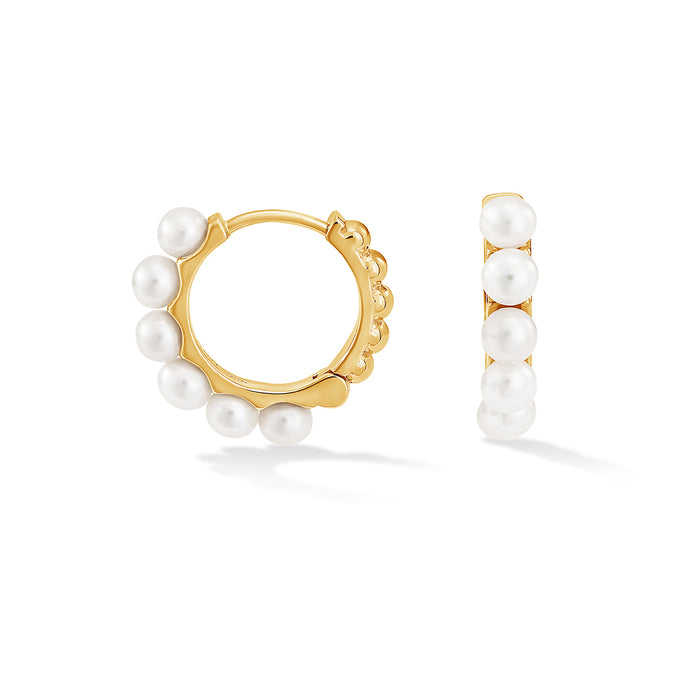 dower & hall Medium Timeless Pearl Huggie Hoops
