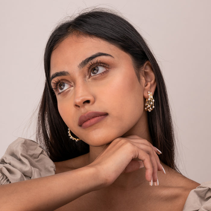 Dower & Hall Medium Triple Row Waterfall Pearl Hoops