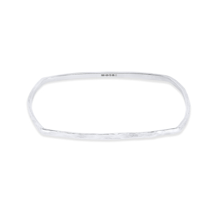 dower & hall Men's 3mm Hammered Cushion Nomad Bangle
