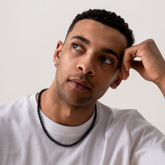 Dower & Hall Men's Black Freshwater Pearl Necklace