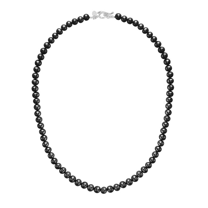 dower & hall Men's Black Freshwater Pearl Necklace