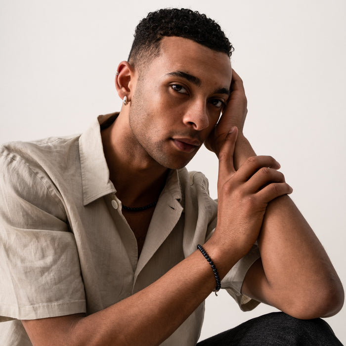 Dower & Hall Men's Black Pearl Bracelet