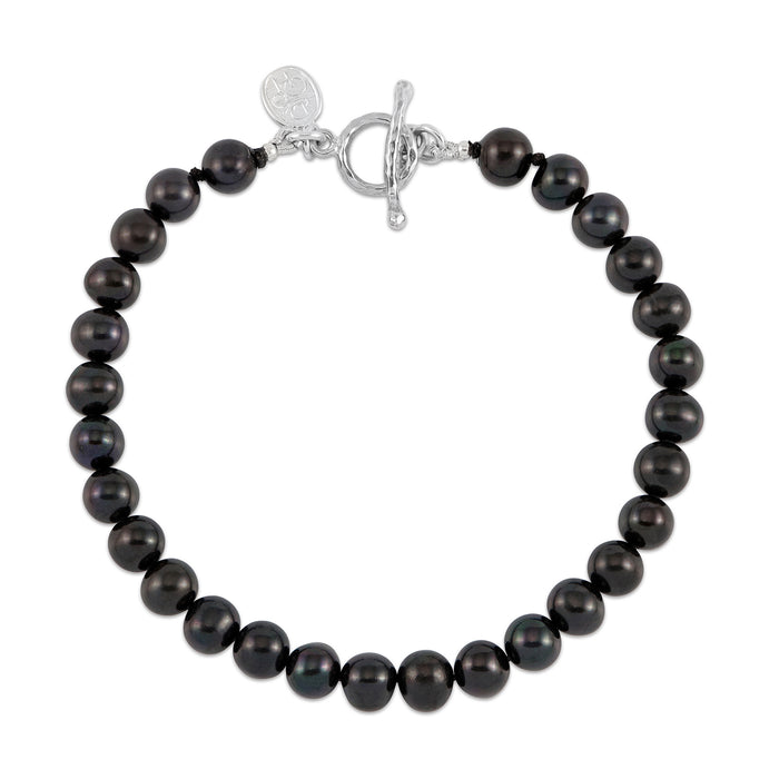 dower & hall Men's Black Pearl Bracelet