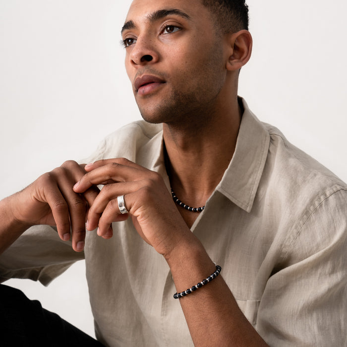 Dower & Hall Men's Black Pearl Halo Bracelet