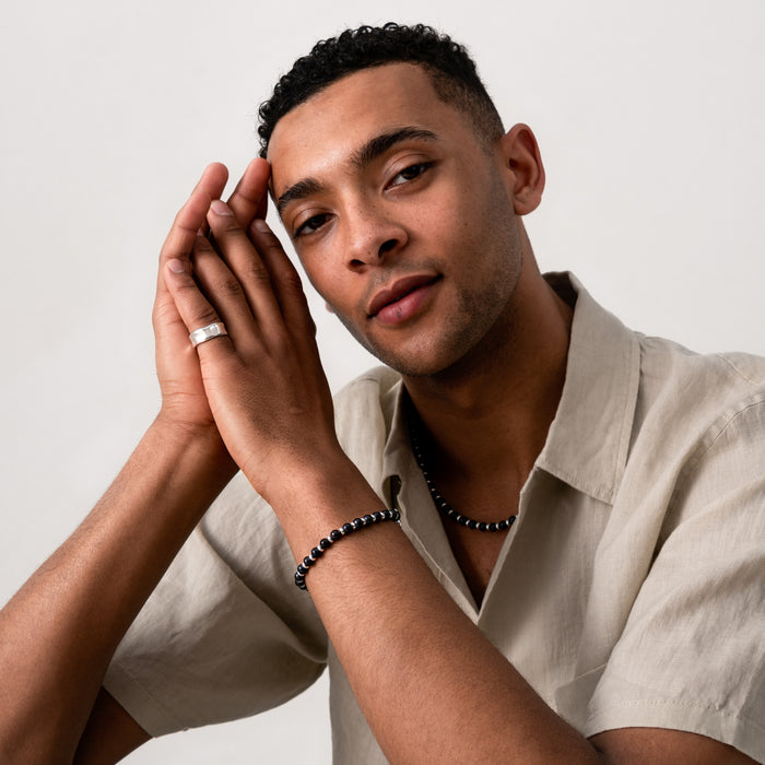 Dower & Hall Men's Black Pearl Halo Bracelet