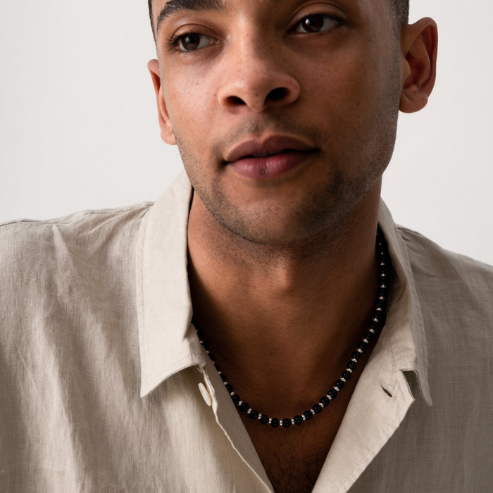 Dower & Hall Men's Black Pearl Halo Necklace