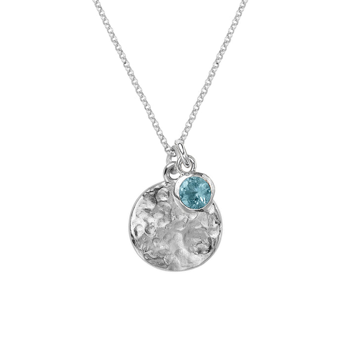 dower & hall Men's Disc & 5mm Blue Topaz Array Pendant