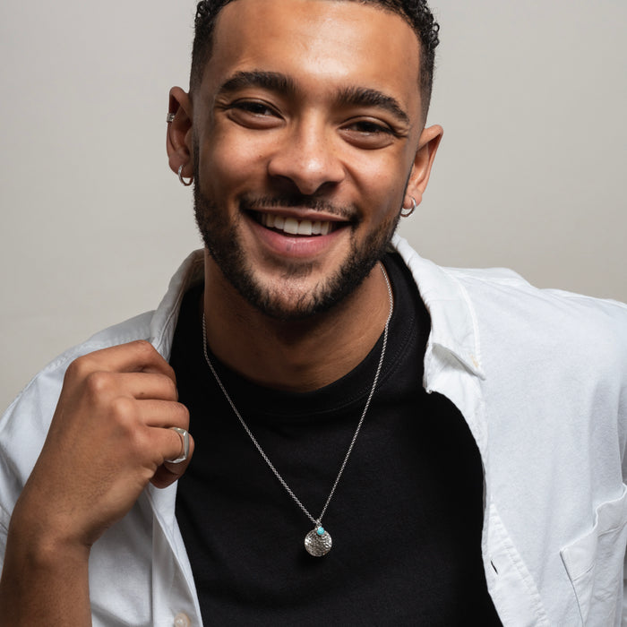 Dower & Hall Men's Disc & 5mm Turquoise Array Pendant