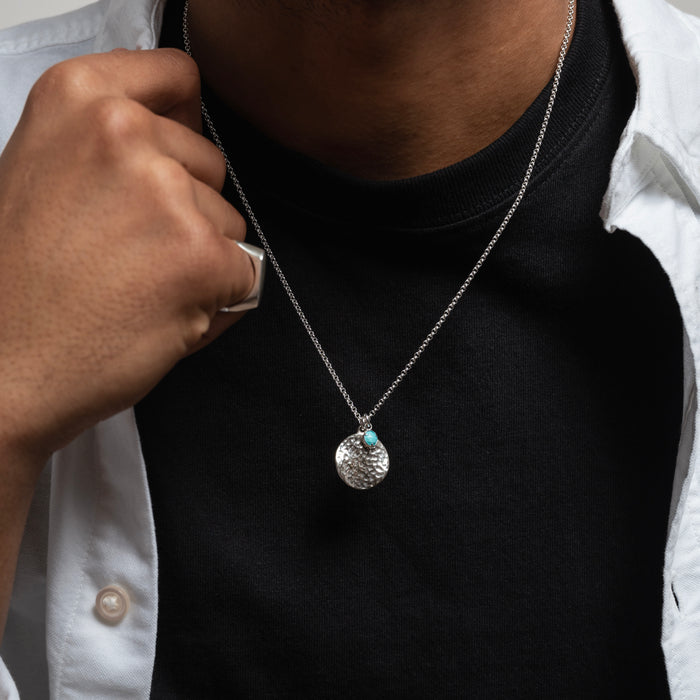 Dower & Hall Men's Disc & 5mm Turquoise Array Pendant