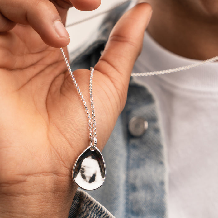 Dower & Hall Men's Engravable Large Pebble Pendant