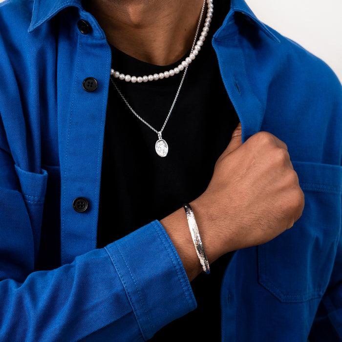 Dower & Hall Men's Hammered Curved Bangle