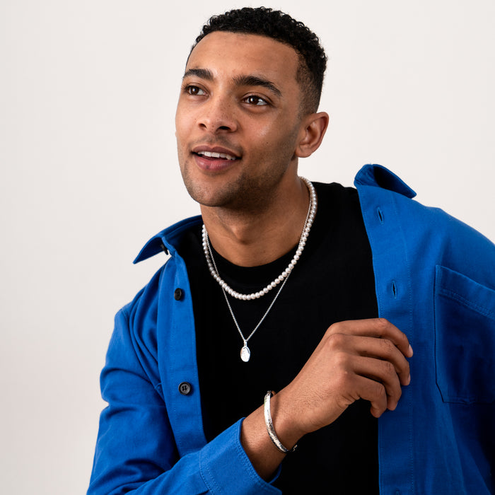 Dower & Hall Men's Hammered Curved Bangle