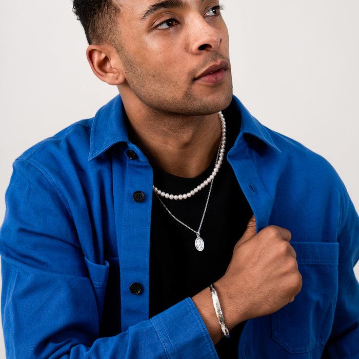 Dower & Hall Men's Hammered Curved Bangle