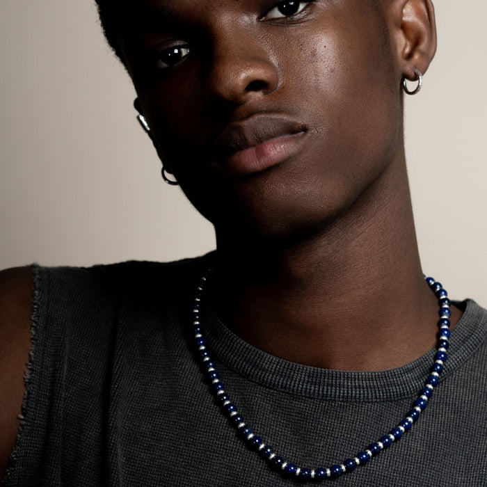 Dower & Hall Men's Lapis Lazuli Halo Necklace