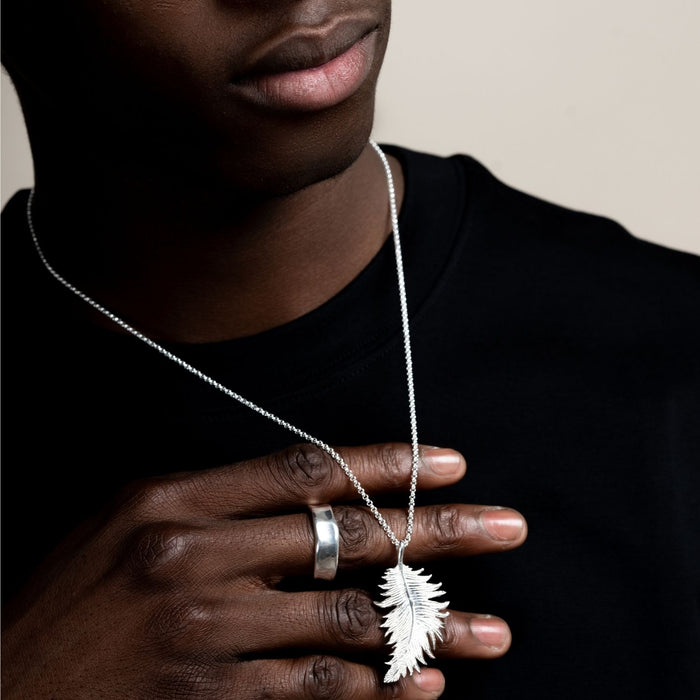 Dower & Hall Men's Large Feather Pendant