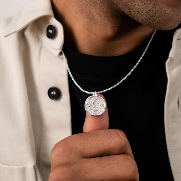 Dower & Hall Men's Lucky Sixpence Talisman Necklace