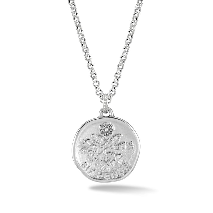dower & hall Men's Lucky Sixpence Talisman Necklace