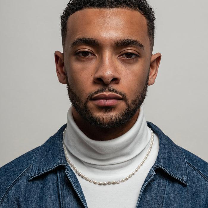 Dower & Hall Men's Oval White Pearl Necklace