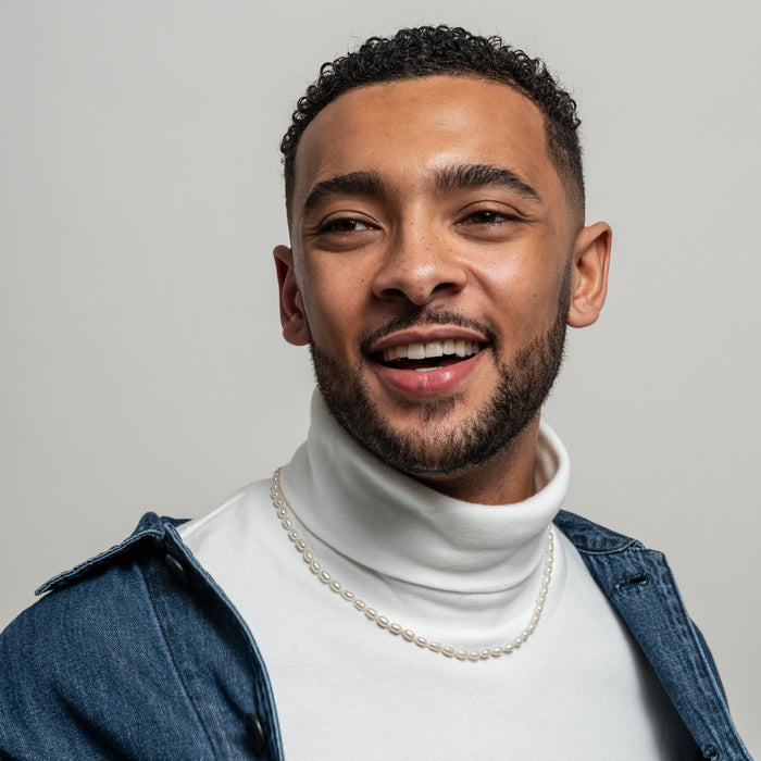 Dower & Hall Men's Oval White Pearl Necklace