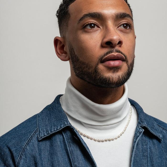 Dower & Hall Men's Oval White Pearl Necklace