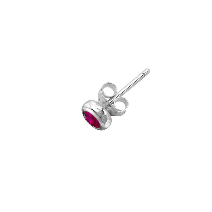 Dower & Hall Men's Single 3mm Red Ruby Dewdrop Stud
