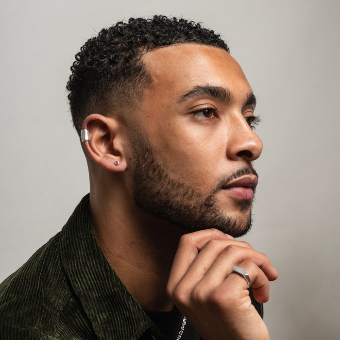 Dower & Hall Men's Single 3mm Red Ruby Dewdrop Stud