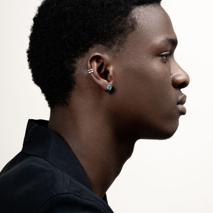 Dower & Hall Men's Single 6mm Aquamarine Stud