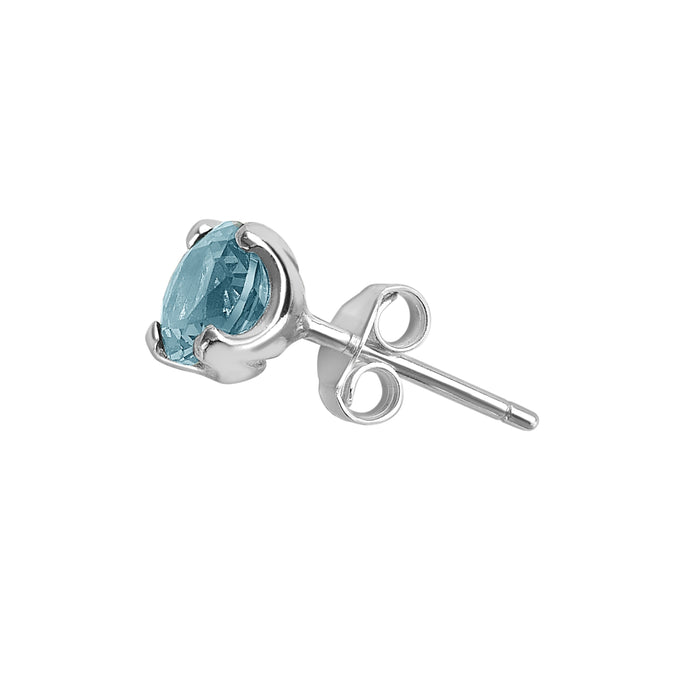 Dower & Hall Men's Single 6mm Aquamarine Stud