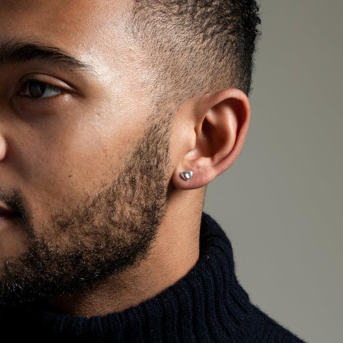 Dower & Hall Men's Single Sculptural Mini Heart Stud