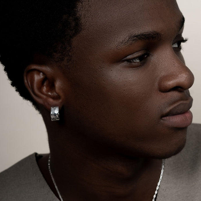 Dower & Hall Men's Single Wide Waterfall Huggie Hoop