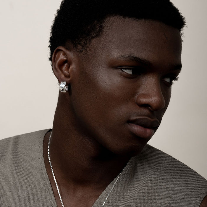 Dower & Hall Men's Single Wide Waterfall Huggie Hoop