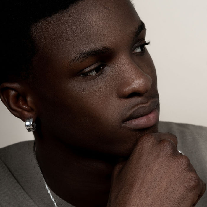 Dower & Hall Men's Single Wide Waterfall Huggie Hoop