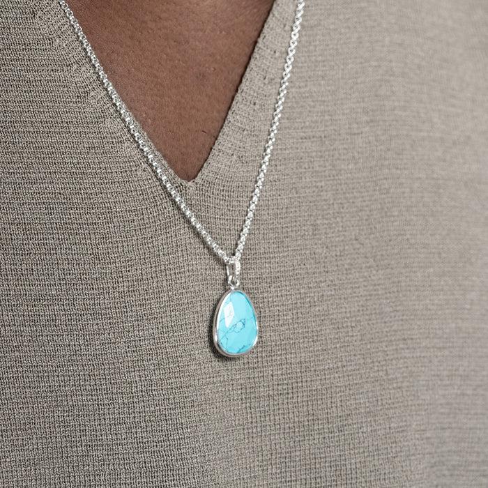 Dower & Hall Men's Turquoise Pebble Pendant