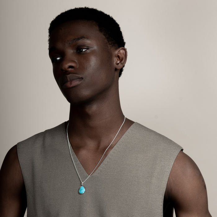Dower & Hall Men's Turquoise Pebble Pendant